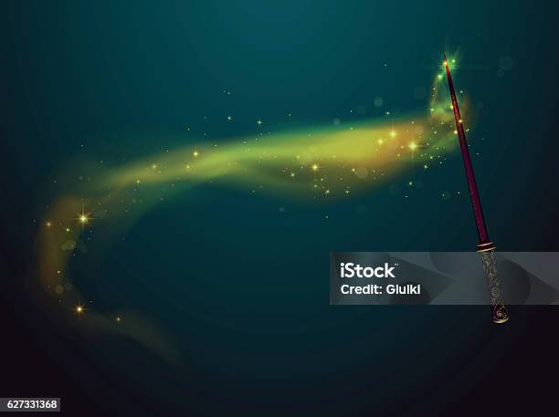 Magic Wand With Spell Stock Illustration - Download Image Now - Magic Wand, Wizard, Paranormal