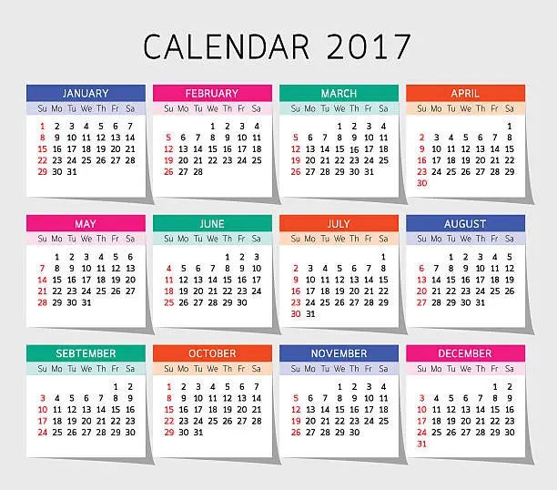 Vector illustration of Calendar 2017 year.