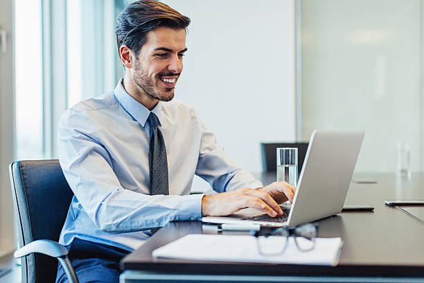 istock Young businessman typing on his laptop 627337484