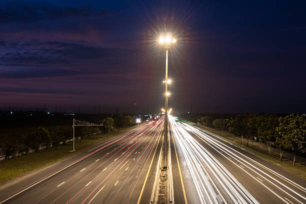 istock Speed  on motorway highway at night,backg 627337838