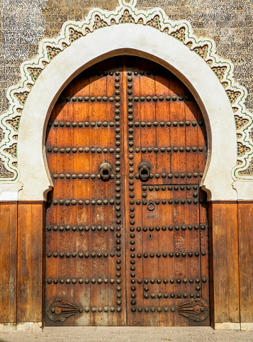 Traditional entry door in the medina, Morocco