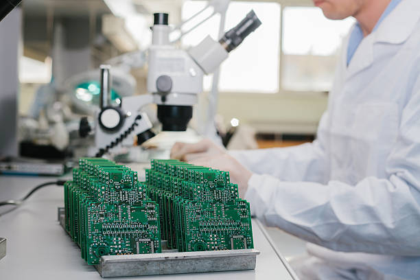 Microchip production factory. stock photo