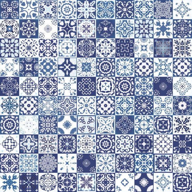 illustrations, cliparts, dessins animés et icônes de motif patchwork sans couture à partir de carreaux marocains colorés, ornements. textures. - spanish tiles