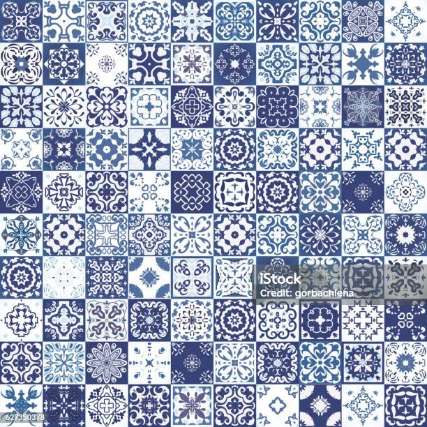 Seamless Patchwork Pattern From Colorful Moroccan Tiles Ornaments Textures Stock Illustration - Download Image Now