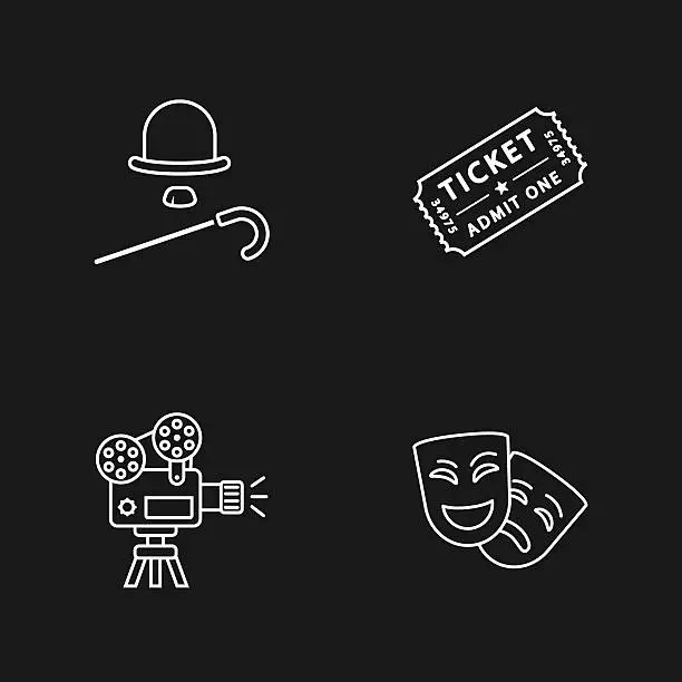 Vector illustration of four modern cinema icons