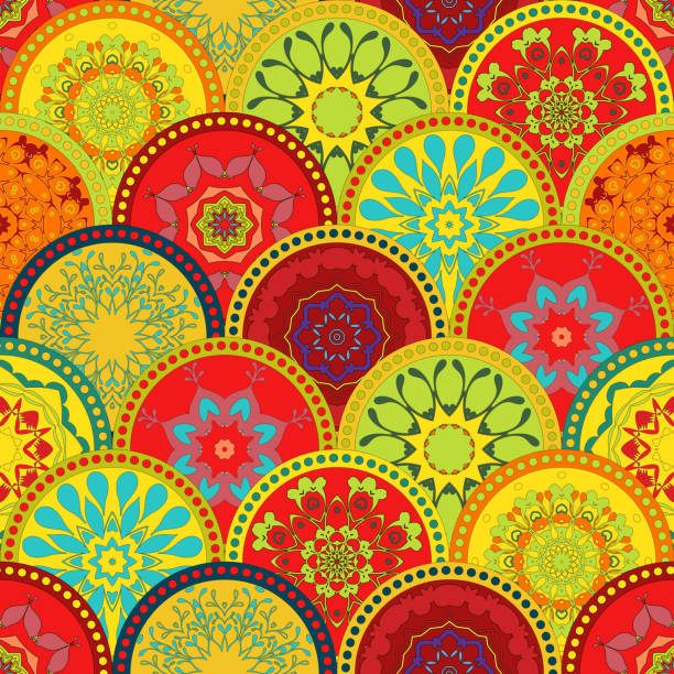 бесшовный вектор племенной текстуры набор. племенная бесшовная текстура. винтажный этнический. - pattern peacock multi colored decoration stock illustrations