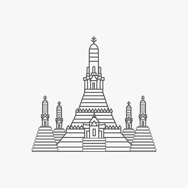Prang of Wat Arun, Bangkok ,Thailand This is a vector illustration of Prang of Wat Arun, Bangkok ,Thailand wat arun stock illustrations