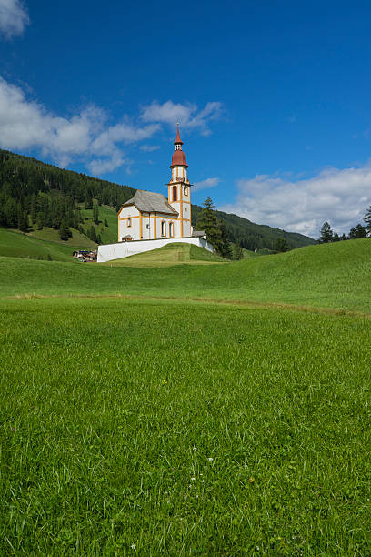 Obernberg am Brenner with austrian alps on background stock photo