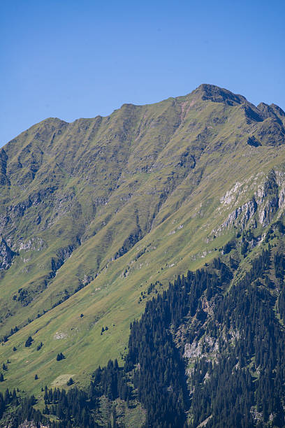Mountain range in the Stubai Valley in Tyrol, Austria, panoramic stock photo