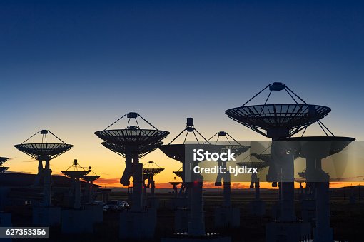 istock Observatory antenna in the sunset 627353356