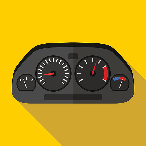 bunte auto-dashboard-symbol in modernen flachen stil - racecar color image illustration technique speed stock-grafiken, -clipart, -cartoons und -symbole