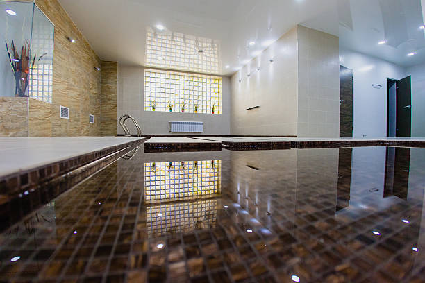 istock Interior of sauna with a place to relax 627358152