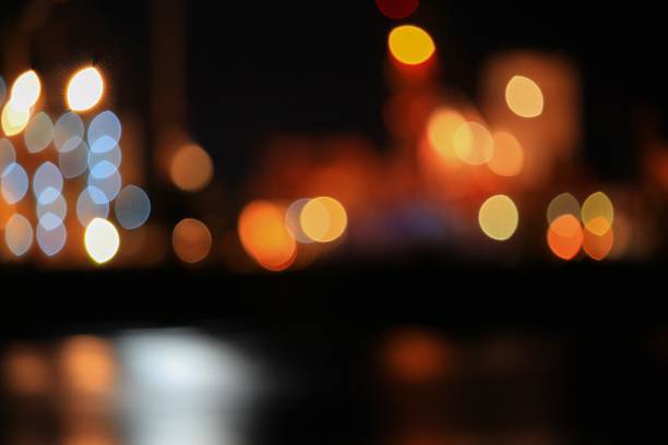 istock Abstract night light bokeh River with reflex Colorful beautiful 627364360