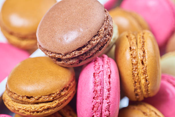istock Colorful french macaroons in a box 627365128