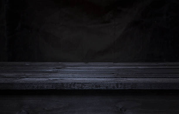 Dark wooden table for product display montage