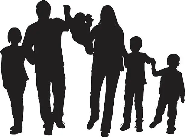 Vector illustration of Family walking together