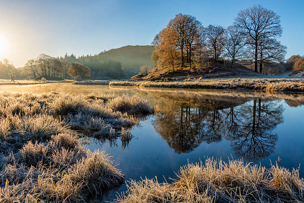 River Brathay Autumn Reflections, Lake District, UK.