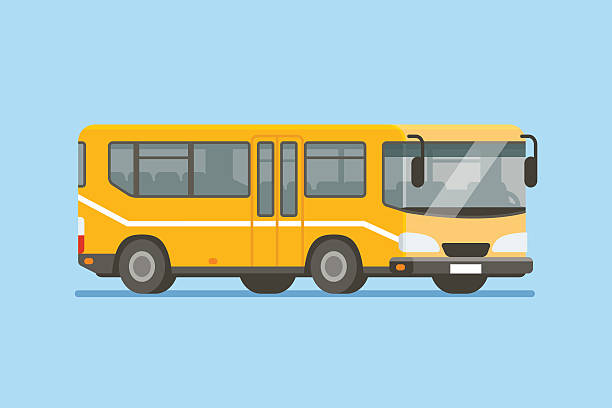 ilustraciones, imágenes clip art, dibujos animados e iconos de stock de ilustración vectorial de autobús urbano en estilo plano moderno - bus coach bus travel isolated