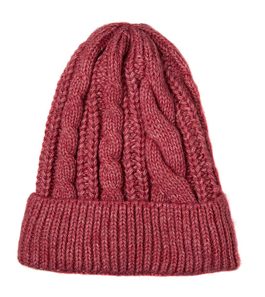 istock Women's hat . knitted hat isolated on white background.red hat 627399846
