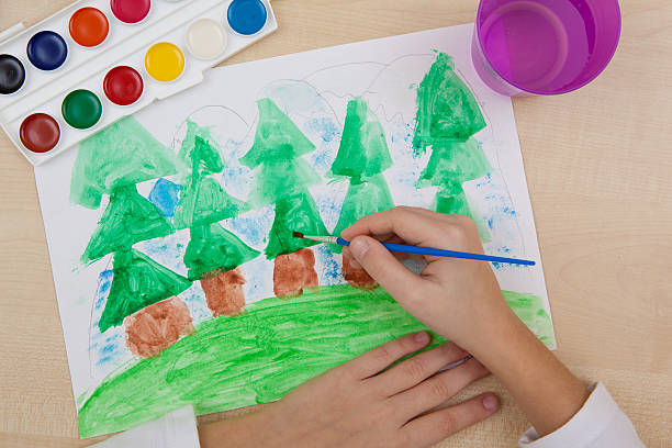 istock Children's drawing watercolor. 627400270