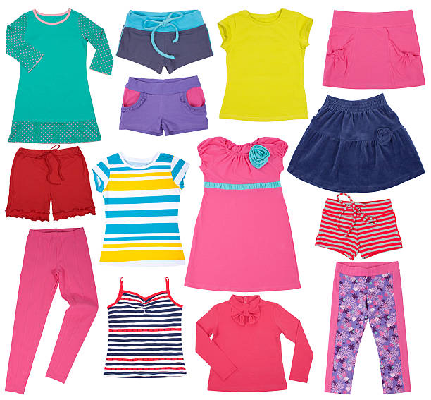 istock Set of female clothes. Isolated on white background. 627417284