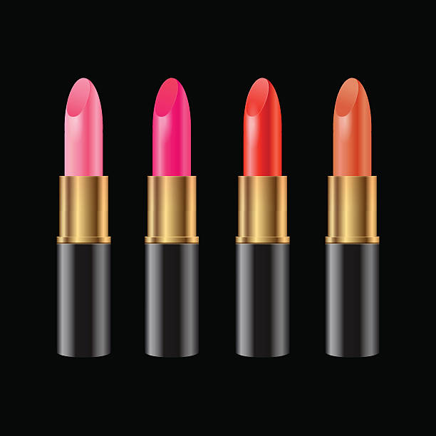 istock Set of realistic lipsticks in black tube with shadow 627427046