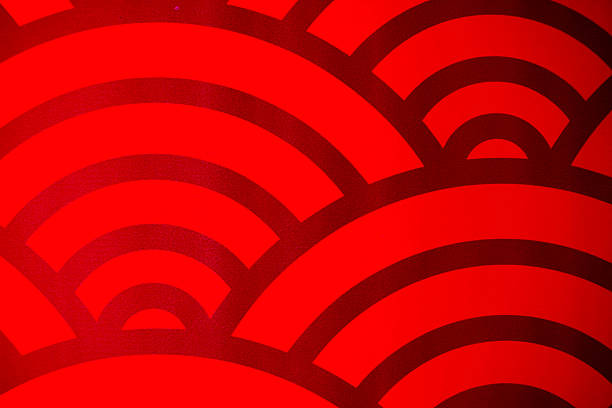 istock Red Traditional Wave Japanese Chinese Seigaiha Pattern Abstract Background 627427076