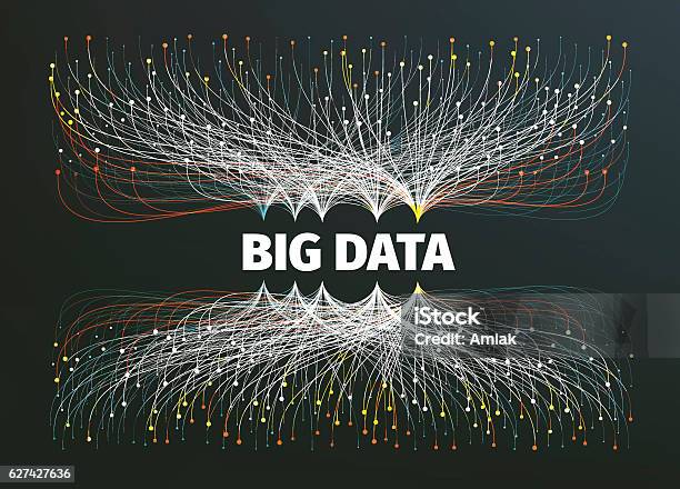 Ilustración de Ilustración Vectorial De Fondo De Big Data Flujos De Información Tecnología Futura y más Vectores Libres de Derechos de Big Data