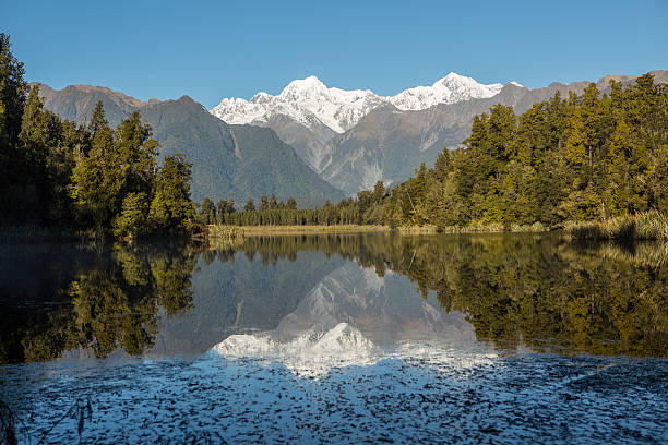 istock Snowcapped Mountains Reflected In Tranquil Lake 627430196