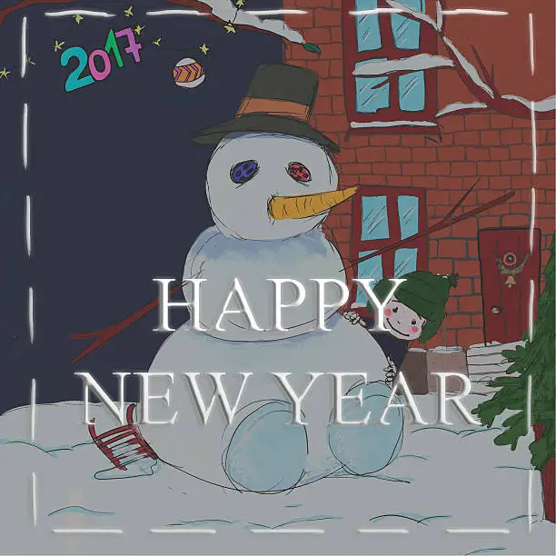 Vector illustration of Christmas and Happy New Year