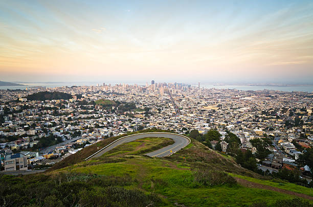 Beatiful view from the Twin Peaks with San Francisco city skyline.