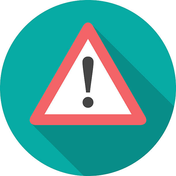 aufmerksamkeitszeichen-symbol mit langem schatten. - safety error message sign warning sign stock-grafiken, -clipart, -cartoons und -symbole