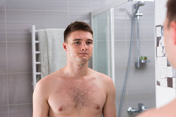 istock Young man after bad shaving 627455510