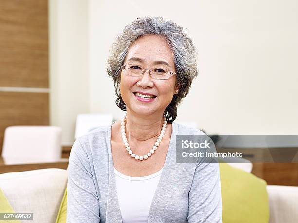 Portrait Of Senior Asian Woman Stock Photo - Download Image Now - Senior Adult, Women, Asia