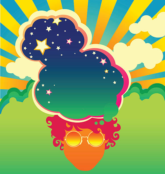 Retro Psychedelic Poster Template Inspired By 1960s Pop Art Stock