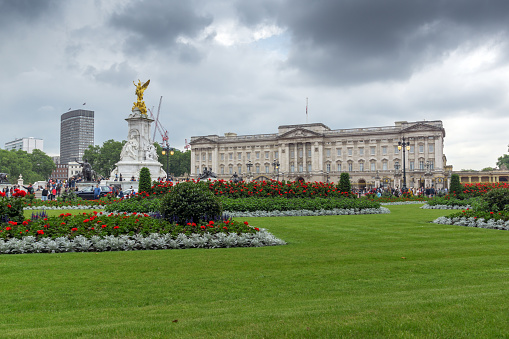 London, England - June 17 2016: Panorama of Buckingham Palace in London, England, Great Britain