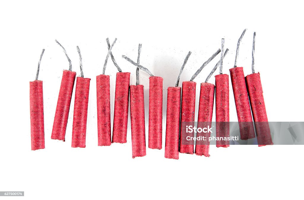 Firecrackers isolated on white background.Firecrackers Firework - Explosive Material Stock Photo