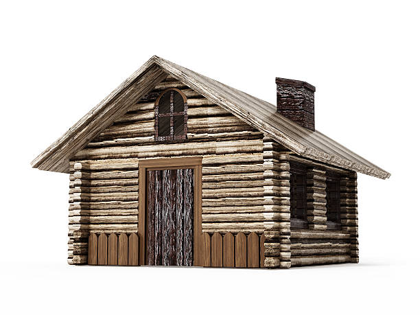istock Wooden hut isolated on white 627500270