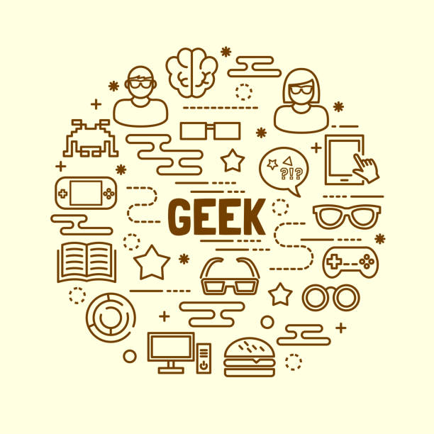 illustrations, cliparts, dessins animés et icônes de geek minimal icônes de ligne mince ensemble - game controller computer icon maze silhouette