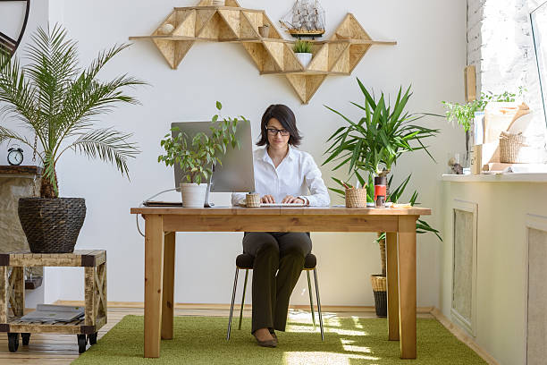 istock Woman working  at modern office 627502550
