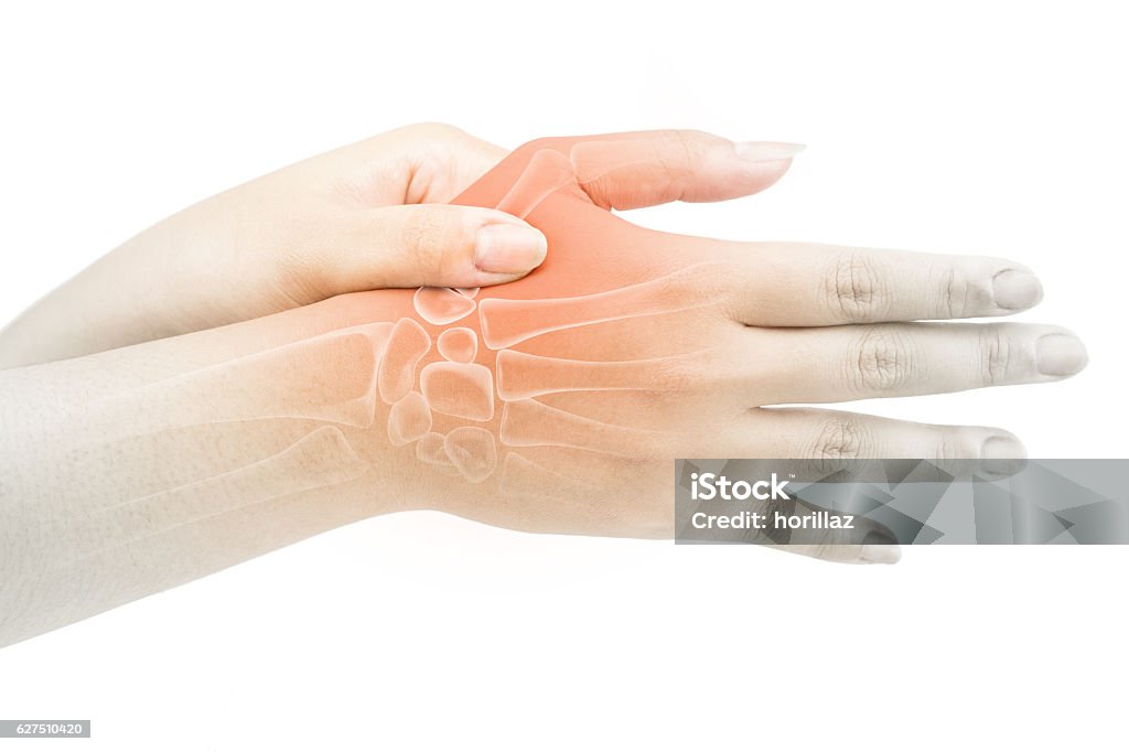 finger bone pain finger bone pain white background Thumb Stock Photo