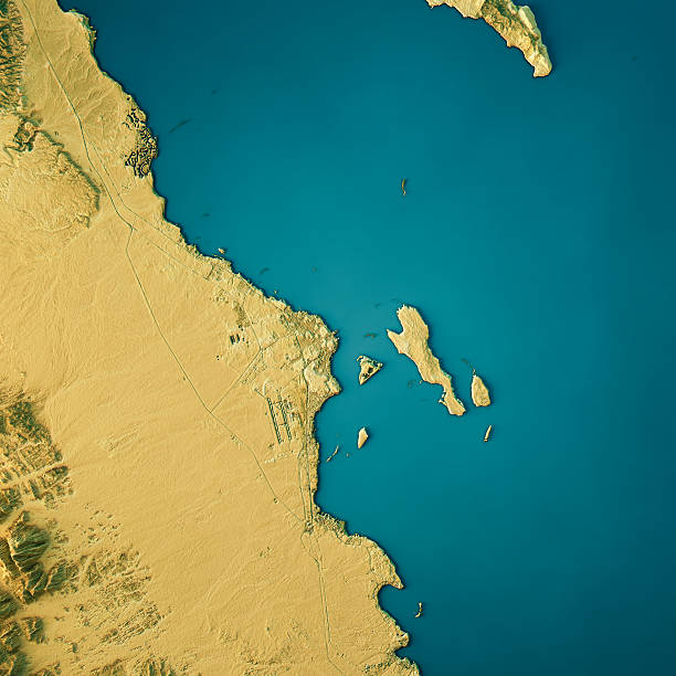 istock Hurghada Topographic Map Natural Color Top View 627510464
