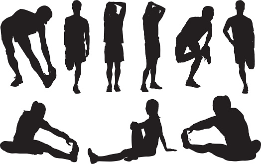 Sports people stretching