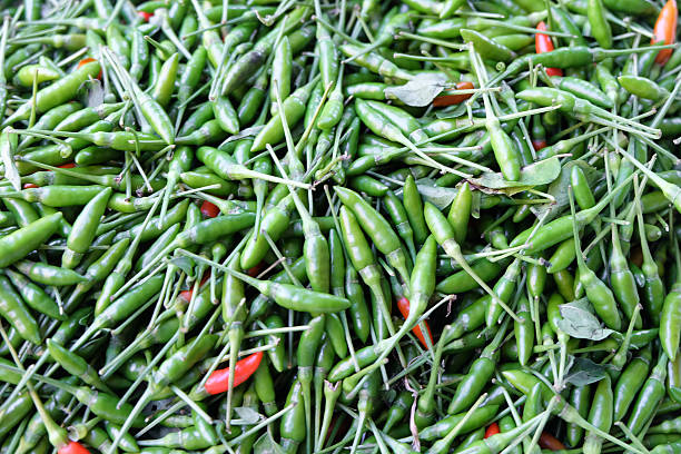 istock Red and green chillies mixed 627511324