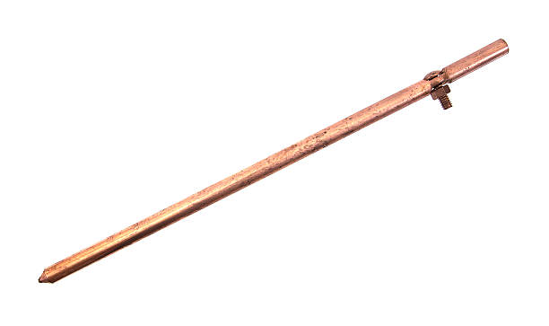 istock Copper ground rods bars isolated on white background.Ground rods 627511528