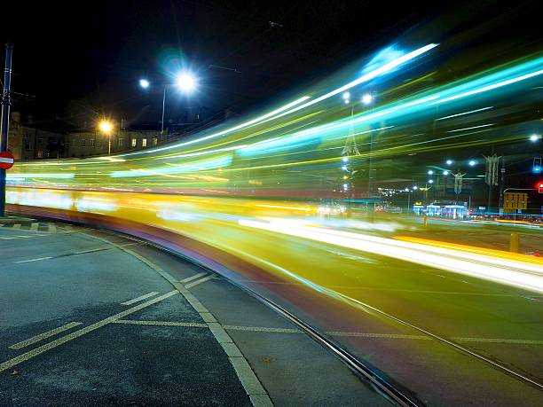 istock Tram speed in the night 627522118