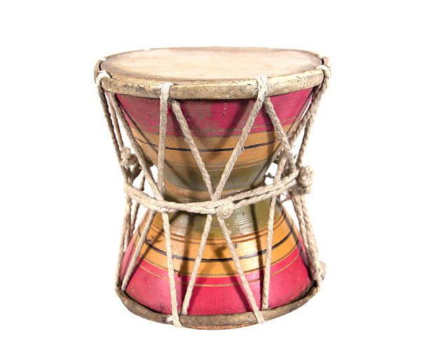 istock Wooden small drum Thailand style isolated on white background. 627523972