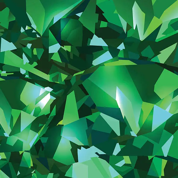 Vector illustration of Bright green abstract background made of emerald crystals.
