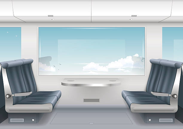 ilustraciones, imágenes clip art, dibujos animados e iconos de stock de tren de alta velocidad interior - silla al lado de la ventana