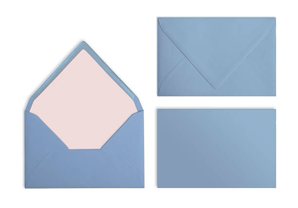 istock Set of blue envelopes, Mockup. Collection on white background. 627540788